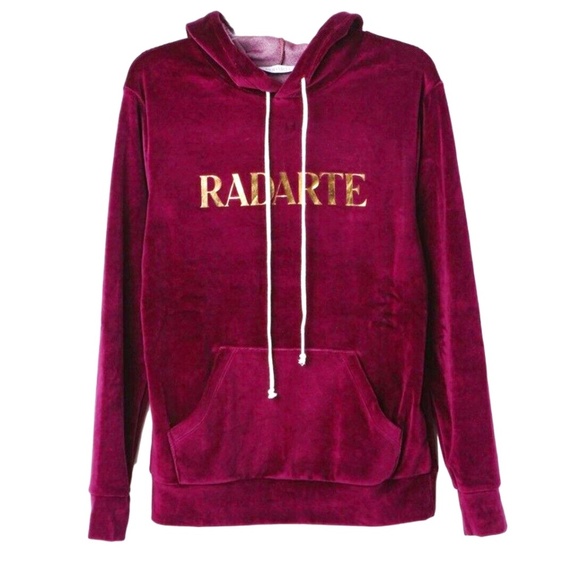 Radarte - Large Hoodie - Maroon Velour/Velvet - Gold Foil Logo - 80% OFF SALE!!! - Picture 1 of 8